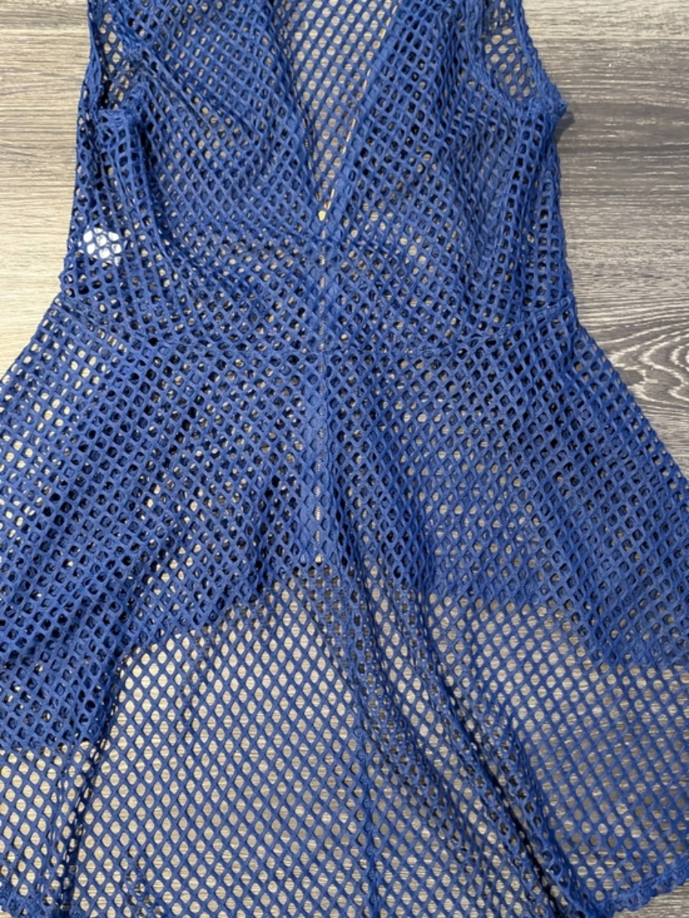 Blue Crochet Mesh Sleeveless Shirt
